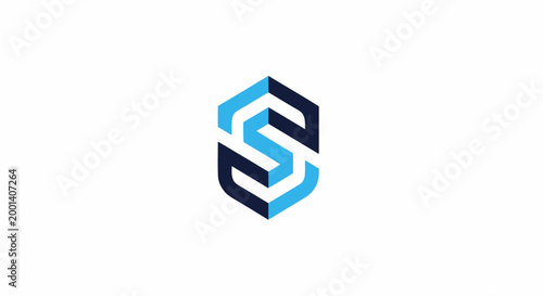 Modern Abstract Geometric Logo Design with Blue and Black Colors.