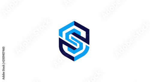 Modern Abstract Geometric Shield Logo Design in Blue and White. Free Download Modern Abstract Geometric Shield Logo Design in Blue and White. - GFXLoad