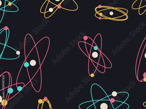 Retro 1950s Atom Orbit Pattern Backdrop