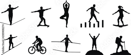 Collection of black silhouette icons representing various popular sports and athletic activities.