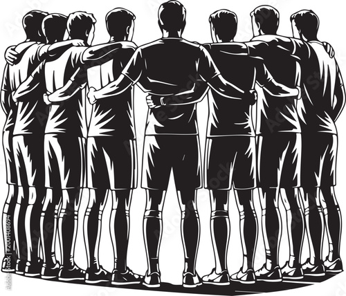 Team of men standing in unity circle