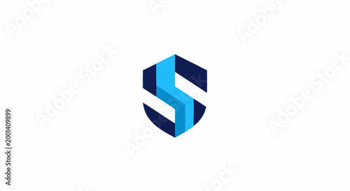 Modern Blue and White Shield Logo Design for Security and Protection.