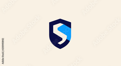 Modern Blue and White Shield Logo Design for Security Company.