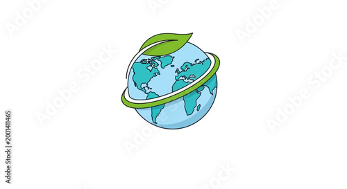 Earth Day Sustainability Green Globe Logo.
