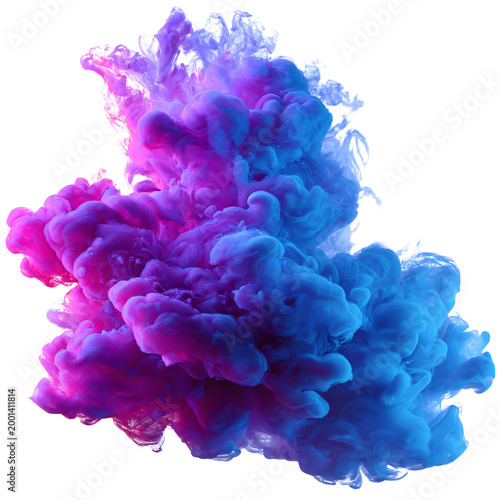 Vibrant Neon Blue and Purple Multicolored Smoke Puff Cloud Design Element