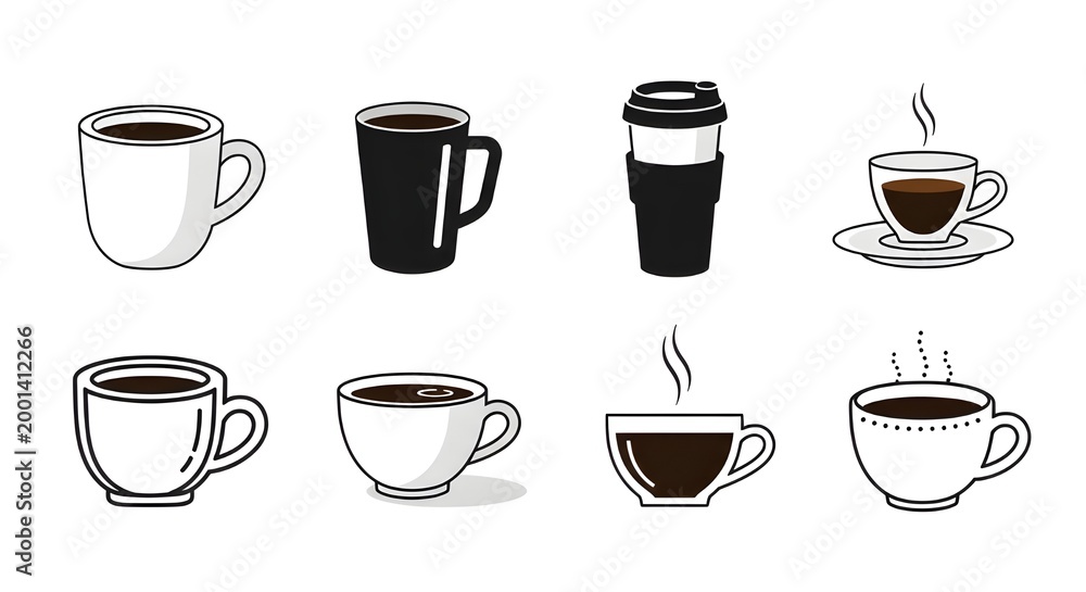 Obraz premium A minimalist coffee icon with white isolated background
