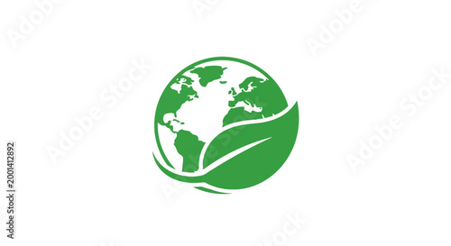 Green Earth Globe with Leaf.