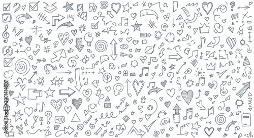 Intricate black and white doodle pattern a chaotic yet charming collection of hand drawn elements