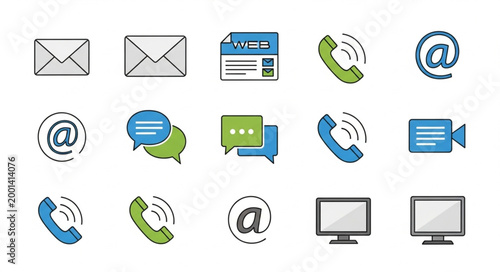 Collection of communication icons for digital and traditional messaging.