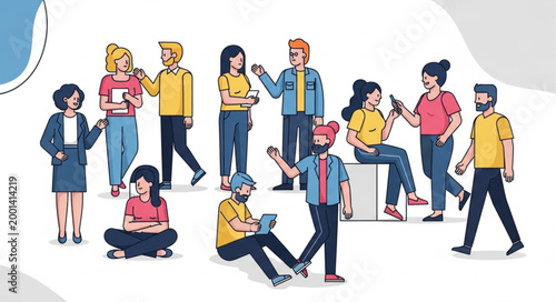 Diverse group of people interacting in a casual setting.