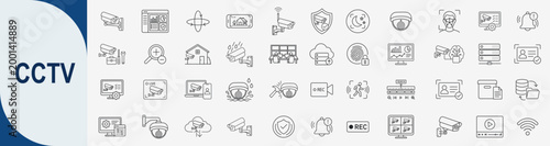 CCTV and security surveillance icon set, monitoring camera vector illustration