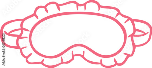 Sleeping mask with frills, outline sketch, pink color, blindfold.