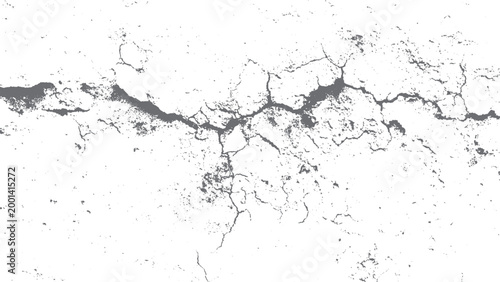 Bilde på lerret Vintage black and white fractured concrete texture with cracks and scribble effe