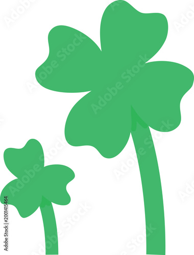 Green clover leaves doodle icon, good luck clover symbol, vector silhouette shamrock plant floral design element