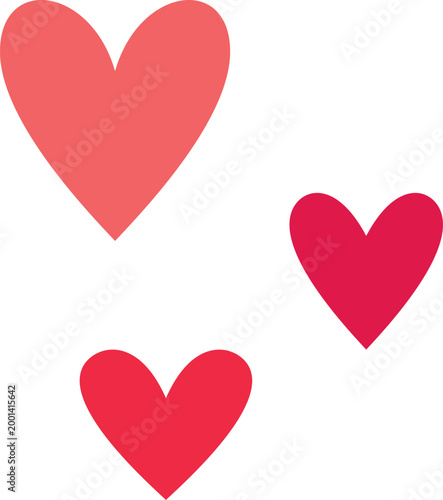 Red and pink hearts doodle vector illustration, love symbol silhouette, romantic emotion outline design, Valentine's Day
