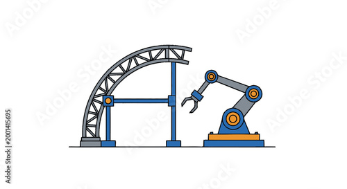 Modern Robotic Arm and Gantry System for Industrial Automation.