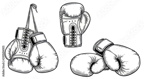 Vintage Boxing Gloves Sketch - Retro Sport Equipment Illustration