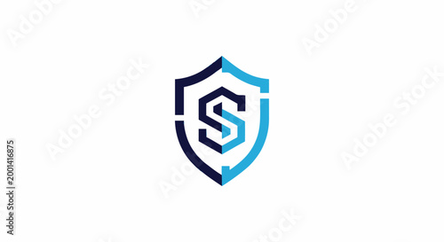 Modern Shield Logo Design Featuring the Letter S, Blue Color Scheme.