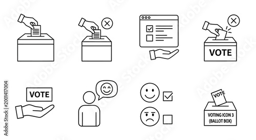 Voting process with ballot box and people casting votes online