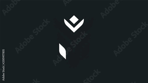 Minimalist White Geometric Shape on a Dark Background.