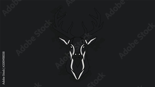 Minimalist White Line Art Depicting a Majestic Bull Silhouette.