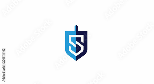 Free Download Modern Shield Logo Design with Letter S in Blue Color. - GFXLoad