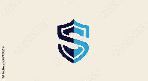 Modern Shield Logo with Letter S in Blue and White.