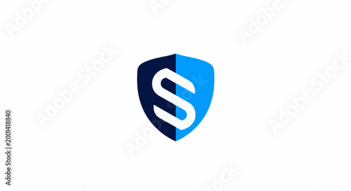 Modern Shield Logo Design Featuring the Letter S in Blue.