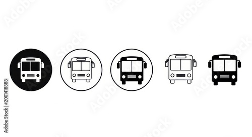 Five distinct bus icons are displayed in a horizontal row on a white background.