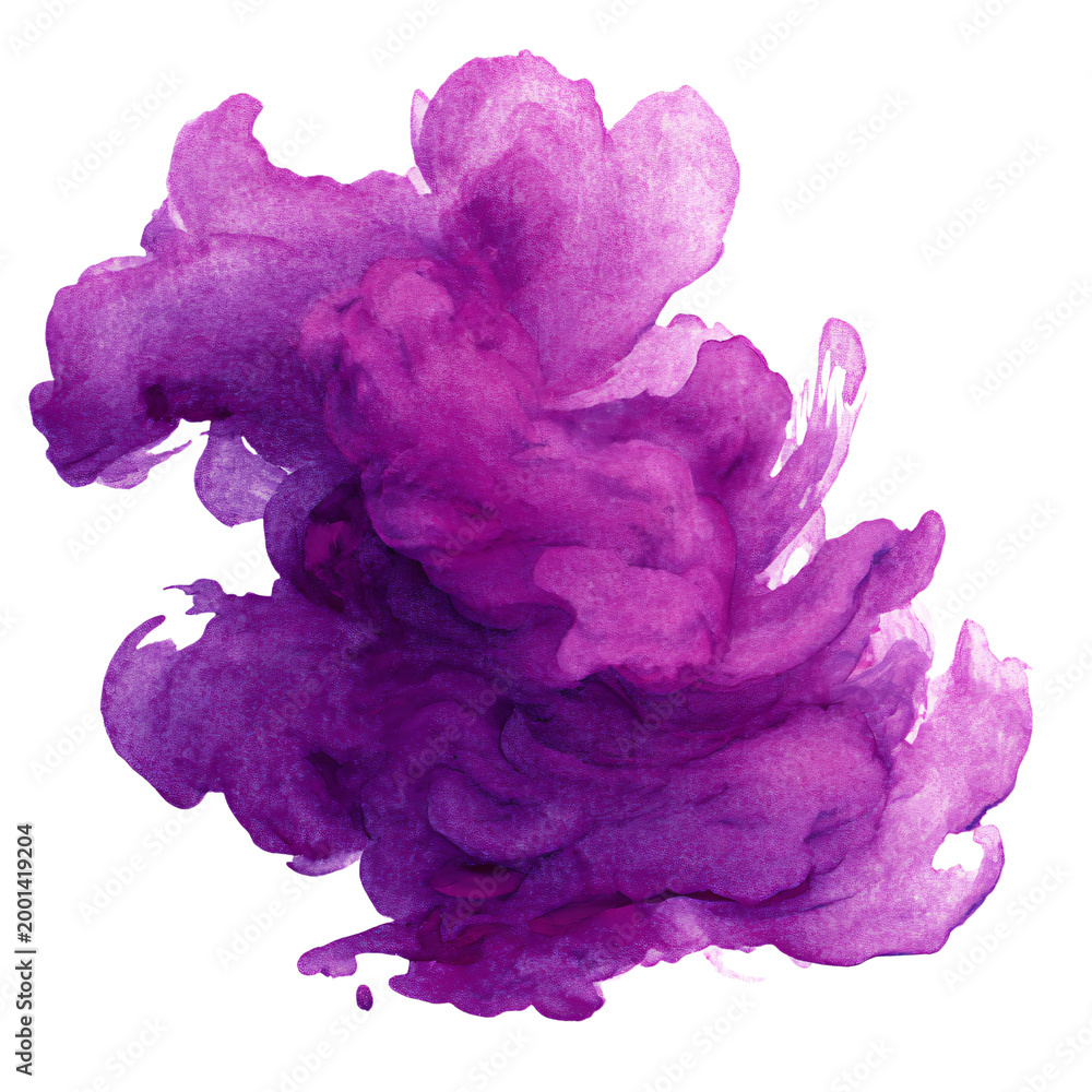 Fototapeta premium Purple Watercolor Stain on Transparent Background Isolated for Design Projects