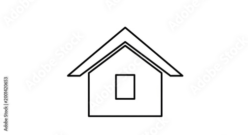 Simple Outline Drawing of a House with a Window.
