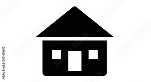 Simple Black House Icon Symbol.