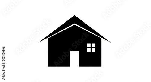 Simple Silhouette of a House with Door and Window.