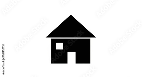 Simple Black House Icon on White Background.