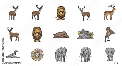 Collection of Diverse Animals and Nature Elements.