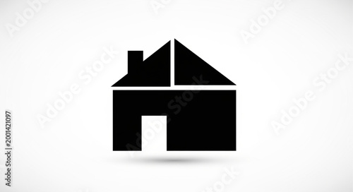 Simple Black House Icon on White Background.