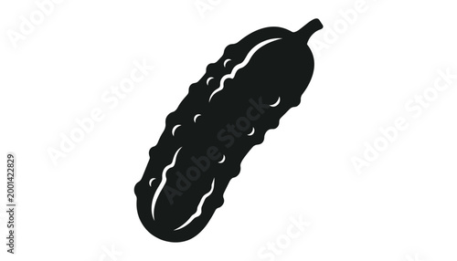 Black silhouette of a pickle on transparent background vector illustration.