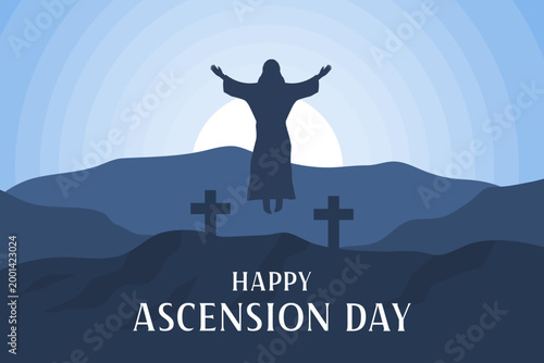 silhouette background illustration for the ascension day celebration