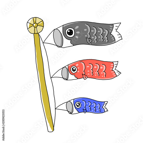  Cute Colorful Koinobori Carp Streamer Illustration for Children's Day Japan