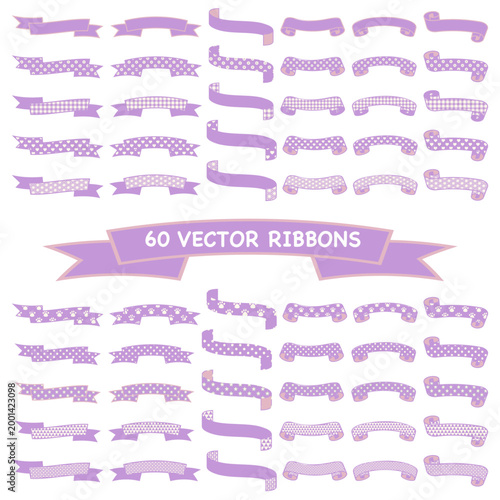 Ribbon Frame - purple -all- set, isolated on white background