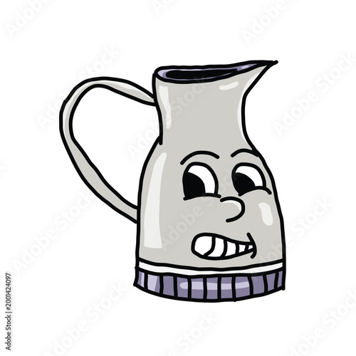 hand drawn jug retro cartoon character illustration
