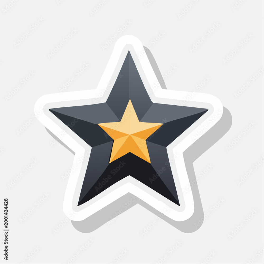 Obraz premium 3D Star Badge Icon with Gold Inner Star