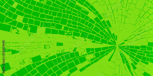 Vibrant green shattered glass effect with radial broken tile pattern background texture as abstract green background