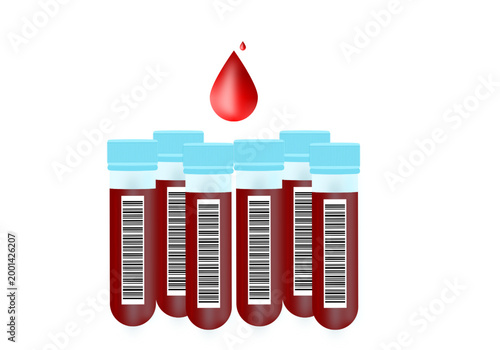 a sample of blood for testing background and a drop of blood on top of the backdrop. 