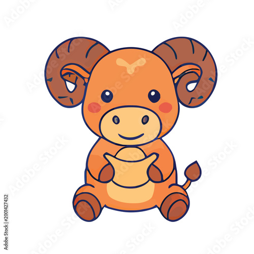 Cute Cartoon Aries Zodiac Sign.