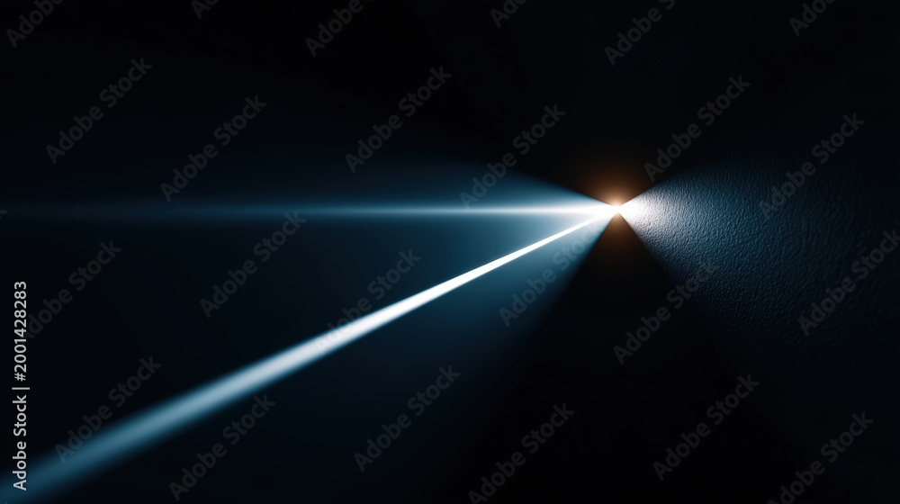 Fototapeta premium Futuristic Narrow Beam of Light Piercing Darkness in Abstract Space