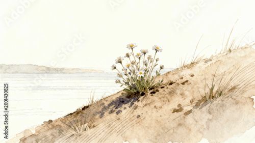 Dune Blooms Flowers by the Dune isolated watercolor vector illustration svg