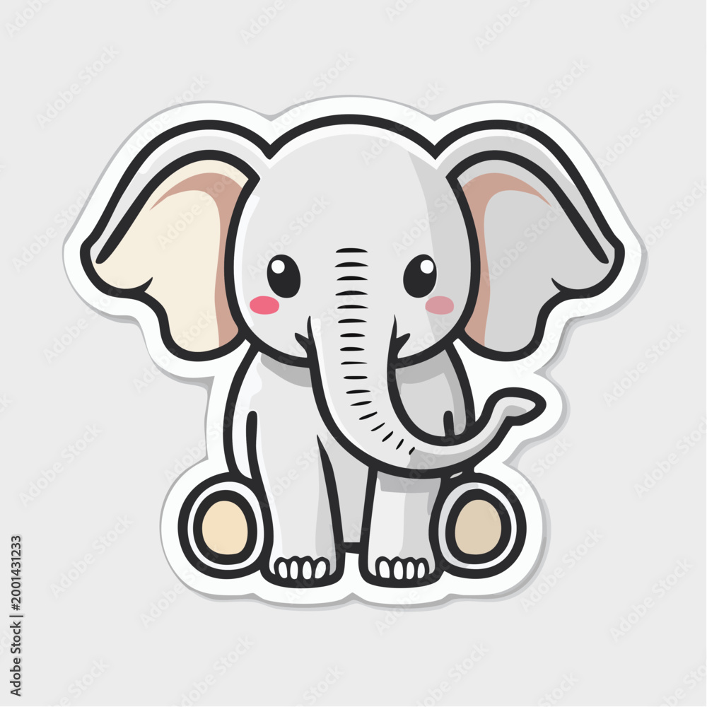 Fototapeta premium Cute Cartoon Elephant Sticker