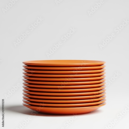 Stack of colorful wooden spools or bobbins neatly arranged
