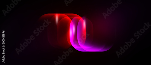 Abstract glowing ribbon shapes form letter. Vivid pinks, reds blend into darkness. Smooth curves create dynamic visual impact.